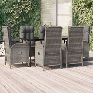 vidaXL Set mobilier de grădină cu perne, 7 piese, negru/gri, poliratan imagine
