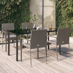 vidaXL Set mobilier grădină cu perne, 5 piese, negru și gri, poliratan imagine