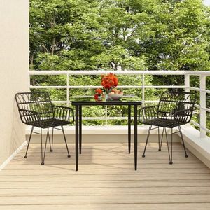 vidaXL Set mobilier de grădină, 3 piese, negru, poliratan imagine