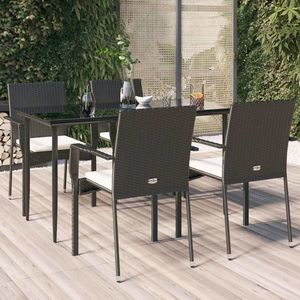 vidaXL Set mobilier de grădină cu perne, 5 piese, negru, poliratan imagine