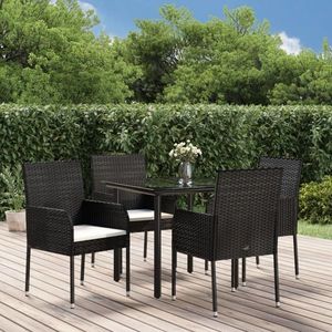 vidaXL Set mobilier de grădină cu perne, 5 piese, negru, poliratan imagine