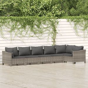 vidaXL Set mobilier de grădină cu perne, 6 piese, gri, poliratan imagine