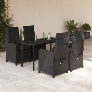 vidaXL Set mobilier de grădină cu perne, 5 piese, negru, poliratan imagine