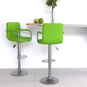 vidaXL Scaune de bar, 2 buc., verde, piele ecologică imagine