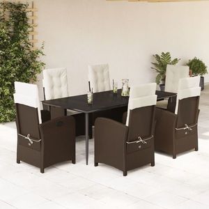 vidaXL Set mobilier de grădină cu perne, 7 piese, maro, poliratan imagine