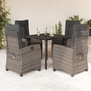 vidaXL Set mobilier de grădină cu perne, 5 piese, gri, poliratan imagine