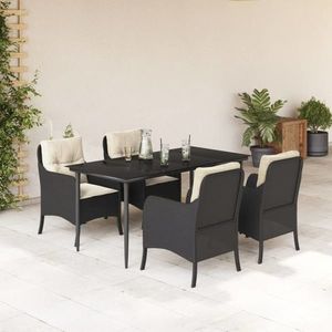 vidaXL Set mobilier de grădină cu perne, 5 piese, negru, poliratan imagine