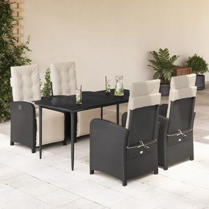 vidaXL Set mobilier de grădină cu perne, 5 piese, negru, poliratan imagine