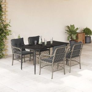 vidaXL Set mobilier de grădină cu perne, 5 piese gri deschis poliratan imagine