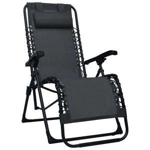vidaXL Scaun șezlong pliabil, negru, textilenă imagine