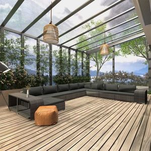 vidaXL Set mobilier de grădină cu perne, 11 piese, gri, poliratan imagine