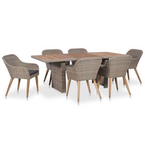 vidaXL Set mobilier de exterior cu perne, 7 piese, poliratan imagine