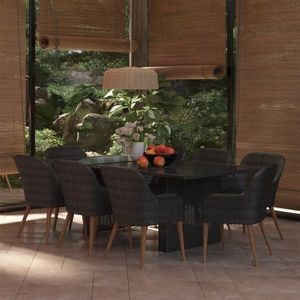 vidaXL Set mobilier de grădină, 9 piese, poliratan imagine