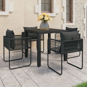 vidaXL Set mobilier masă de grădină, 5 piese, negru, ratan PVC imagine
