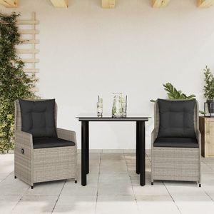 vidaXL Set mobilier de grădină cu perne, 3 piese, gri deschis, poliratan imagine
