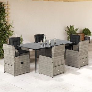 vidaXL Set mobilier de grădină cu perne, 7 piese gri deschis poliratan imagine