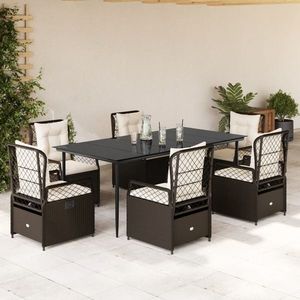 vidaXL Set mobilier de grădină cu perne, 7 piese, maro, poliratan imagine