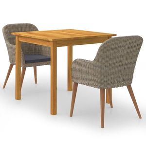 vidaXL Set mobilier de grădină, 3 piese, maro imagine