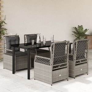 vidaXL Set mobilier de grădină cu perne, 5 piese gri deschis poliratan imagine
