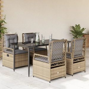 vidaXL Set mobilier de grădină cu perne, 5 piese, bej, poliratan imagine