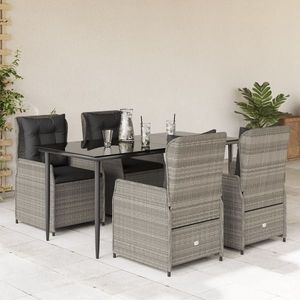vidaXL Set mobilier de grădină cu perne, 5 piese gri deschis poliratan imagine