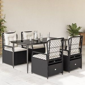 vidaXL Set mobilier de grădină cu perne, 5 piese, negru, poliratan imagine