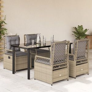 vidaXL Set mobilier de grădină cu perne, 5 piese, bej, poliratan imagine