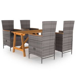 vidaXL Set de masă pentru grădină, 5 piese, gri imagine