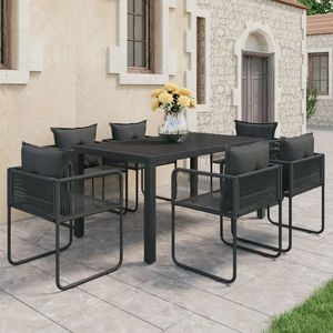 vidaXL Set mobilier de grădină, 7 piese, negru, ratan PVC imagine