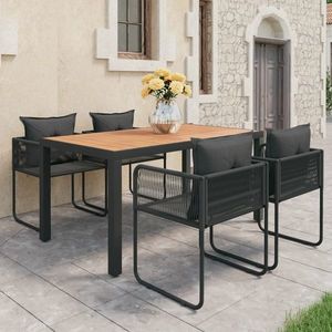 vidaXL Set mobilier masă de grădină, 5 piese, negru și maro, ratan PVC imagine
