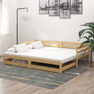 vidaXL Pat extensibil de zi, 2x(90x200) cm, lemn masiv de pin imagine