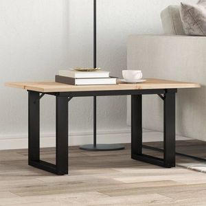 vidaXL Masă de cafea, cadru O, 80x50x40 cm, lemn masiv pin și Oţel imagine