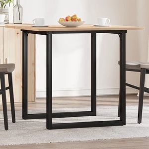 vidaXL Masă de bucătărie, cadru O, 90x90x75 cm lemn masiv pin și Oţel imagine