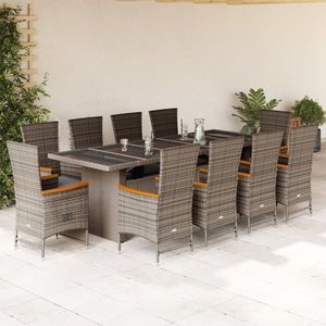 vidaXL Set mobilier de grădină cu perne, 11 piese, gri, poliratan imagine