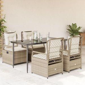 vidaXL Set mobilier de grădină cu perne, 5 piese, bej, poliratan imagine