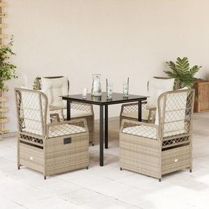 vidaXL Set mobilier de grădină cu perne, 5 piese, bej, poliratan imagine