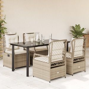 vidaXL Set mobilier de grădină cu perne, 5 piese, bej, poliratan imagine
