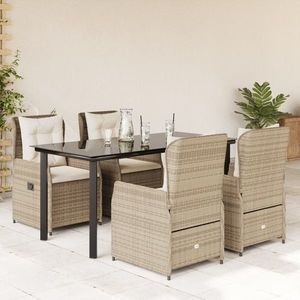 vidaXL Set mobilier de grădină cu perne, 5 piese, bej, poliratan imagine
