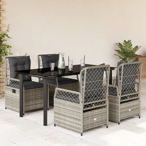 vidaXL Set mobilier de grădină cu perne, 5 piese, gri, poliratan imagine