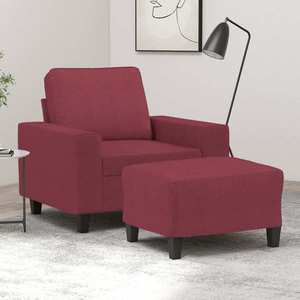 vidaXL Fotoliu canapea cu taburet, roșu vin, 60 cm, material textil imagine