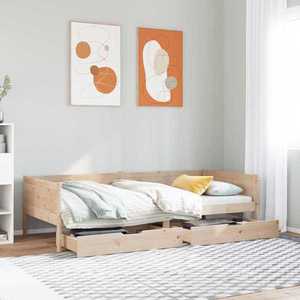 vidaXL Pat de zi cu sertare, 80x200 cm, lemn masiv pin imagine