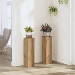 vidaXL Suporturi de plante, 2 buc., stejar artizanal, 17x17x60cm, lemn imagine