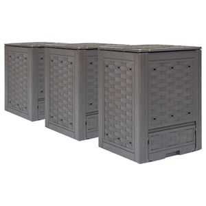 vidaXL Compostoare grădină 3 buc. maro 60x60x83 cm 900 L plastic ratan imagine