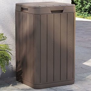 vidaXL Coș de gunoi pentru exterior, maro, 38x38x65 cm, PP imagine
