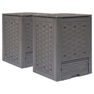 vidaXL Compostoare grădină 2 buc. maro 60x60x83 cm 600 L plastic ratan imagine