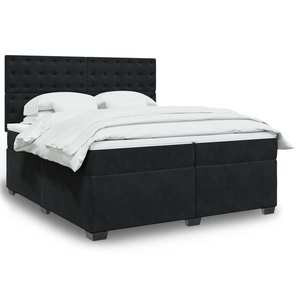vidaXL Pat box spring cu saltea, negru, 200x200 cm, catifea imagine