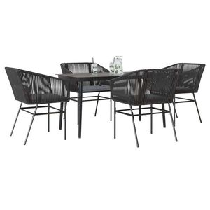 vidaXL Set de sufragerie de grădină 5 piese neagră Sticlă Poly Rattan imagine