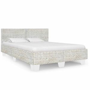 vidaXL Cadru de pat, gri, 160 x 200 cm, ratan natural imagine