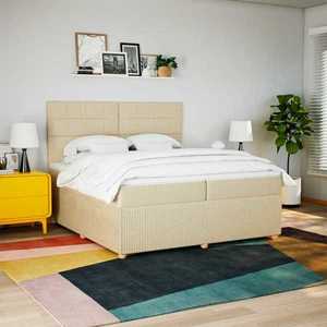 vidaXL Pat box spring cu saltea, crem, 200x200 cm, textil imagine