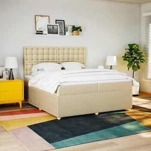 vidaXL Pat box spring cu saltea, crem, 200x200 cm, textil imagine